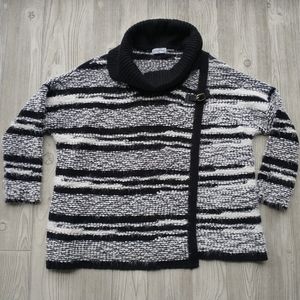 CALVIN KLEIN Women's Black Popcorn-knit Textured Sweater Size S/M